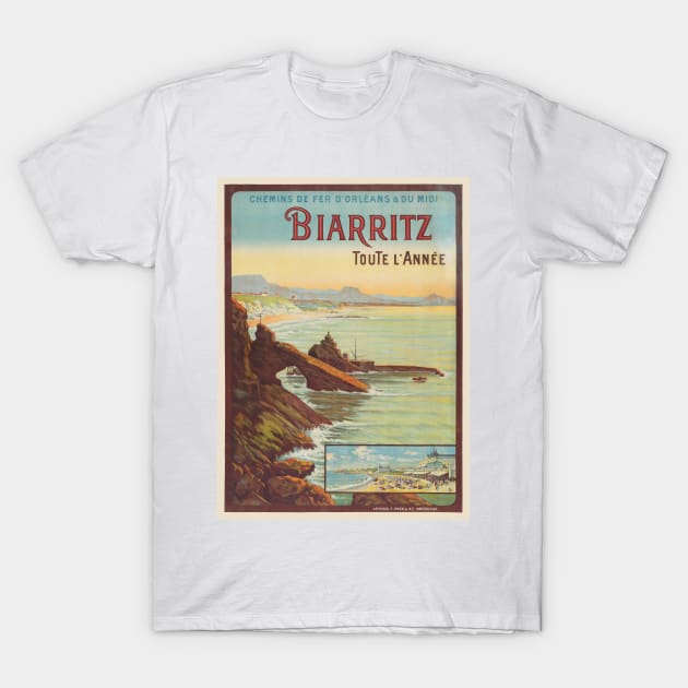 Biarritz toute l'année France Vintage Poster 1914 T-Shirt by vintagetreasure